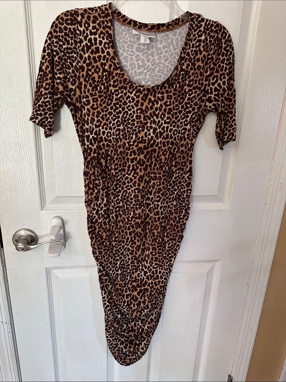 Motherhood Maternity Leopard Print Midi Dress in Brown and Tan